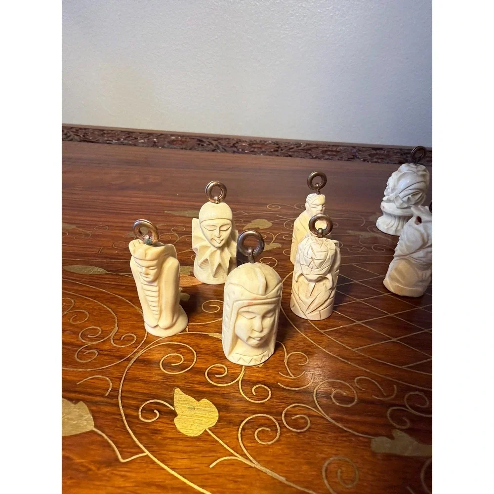 Vintage Austrian Carved Bone Place Card Holders Set of 12‎ Figural Table Pieces
